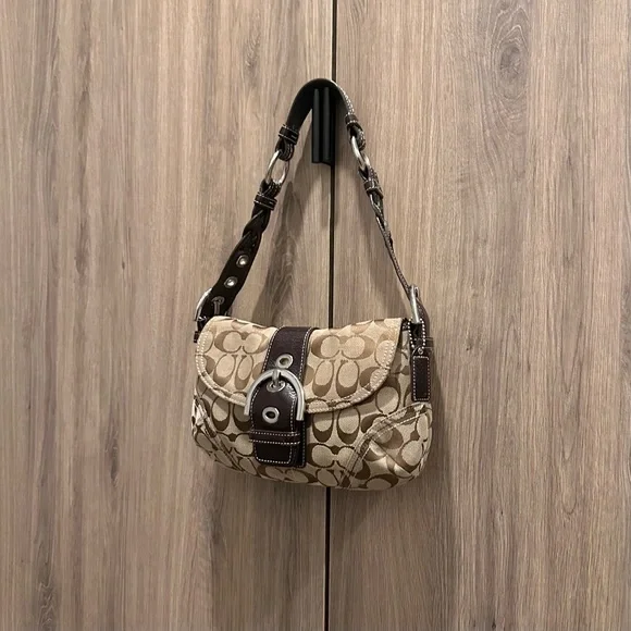 Vintage Y2K Coach Soho Signature Sufflette Tan Brown Shoulder Bag - Picture 3 of 7